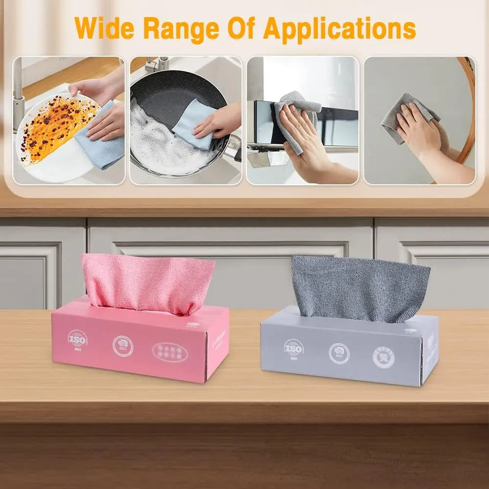 Multi-Purpose Cleaning Microfibre Cloths – Extractable, Disposable, Strong Water Absorption | Oil & Water Absorbent Non-Woven Wipes