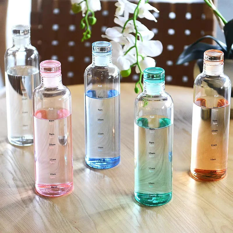 Premium Glass Water Bottle with Time Markings – Eco-Friendly BPA-Free Hydration Tracker for Travel & Daily Use
