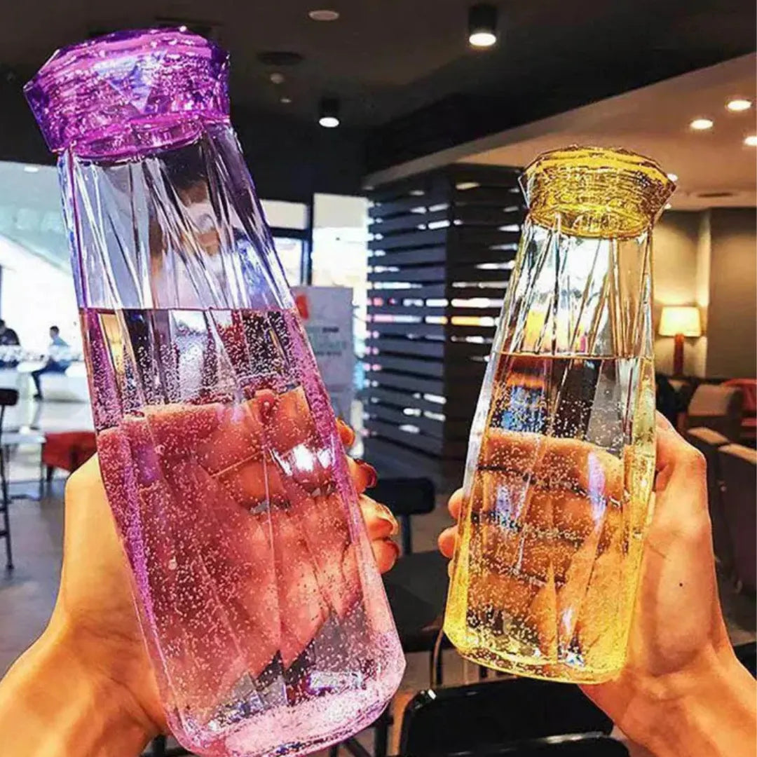 Diamond-Top Crystal Water Bottle – Leakproof, Reusable & Lightweight – Perfect for School, Sports & Outdoor Use