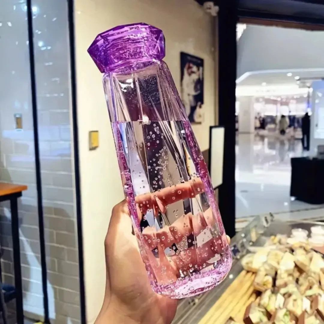 Diamond-Top Crystal Water Bottle – Leakproof, Reusable & Lightweight – Perfect for School, Sports & Outdoor Use