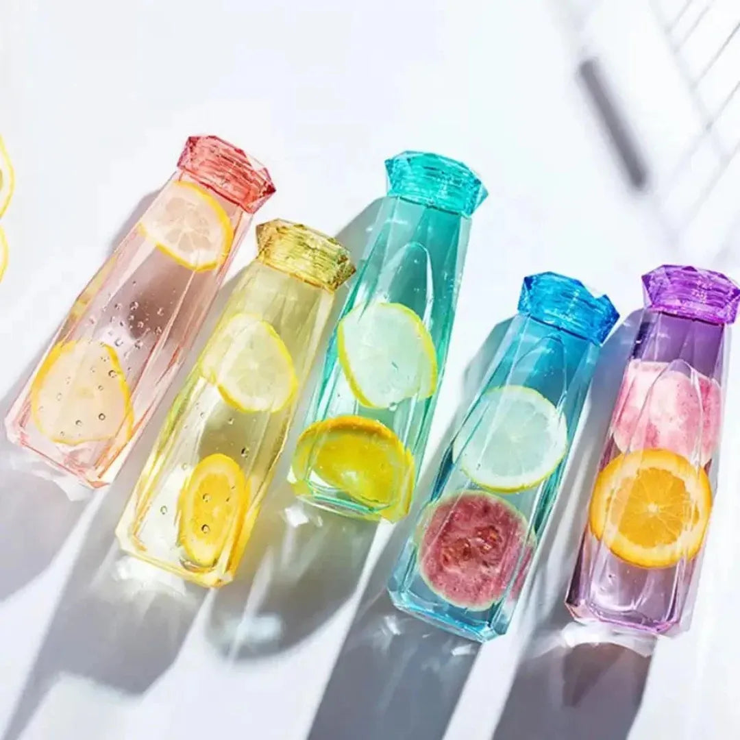 Diamond-Top Crystal Water Bottle – Leakproof, Reusable & Lightweight – Perfect for School, Sports & Outdoor Use