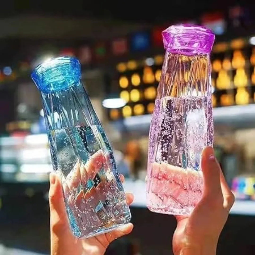 Diamond-Top Crystal Water Bottle – Leakproof, Reusable & Lightweight – Perfect for School, Sports & Outdoor Use