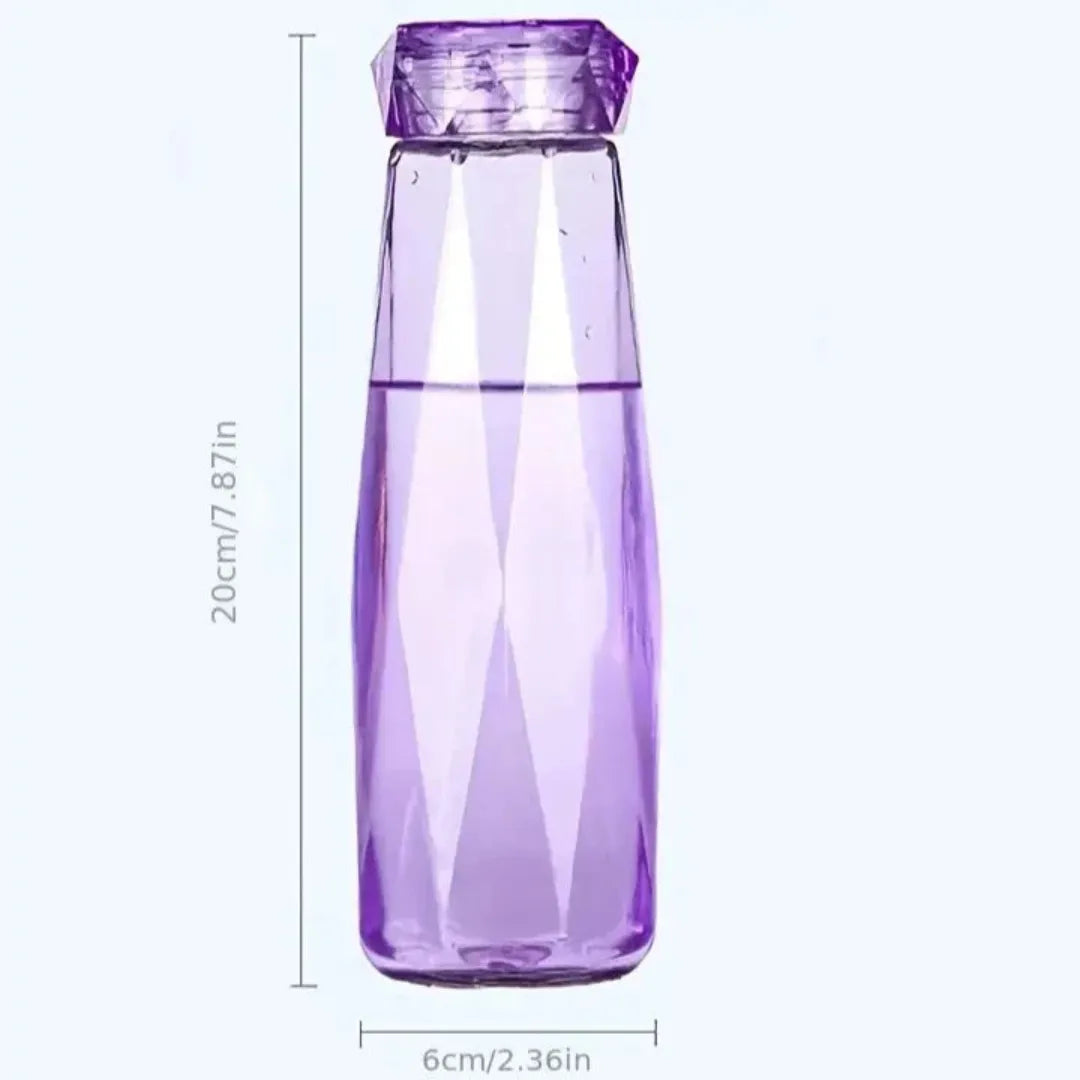 Diamond-Top Crystal Water Bottle – Leakproof, Reusable & Lightweight – Perfect for School, Sports & Outdoor Use
