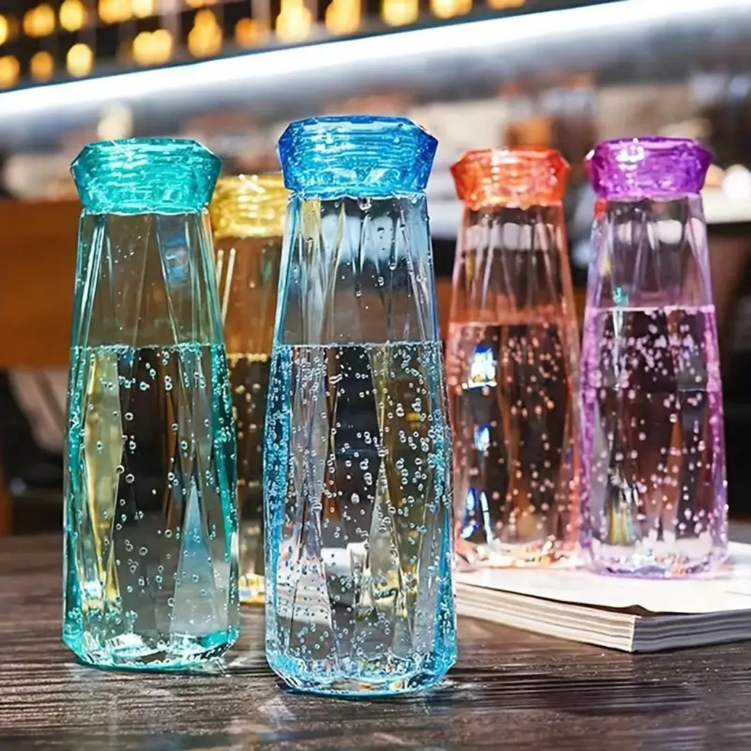 Diamond-Top Crystal Water Bottle – Leakproof, Reusable & Lightweight – Perfect for School, Sports & Outdoor Use