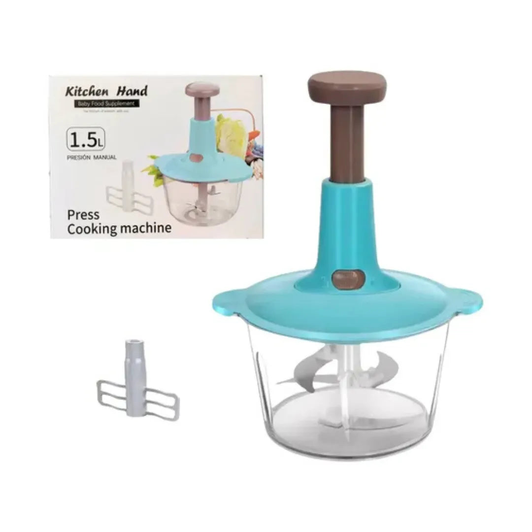 Hand Press 2-in-1 Manual Food Chopper & Mixer with Handle | Multifunctional Mini Food Processor, Vegetable Cutter, Meat Mincer, Egg Beater & Grinder – Express Kitchen Tool
