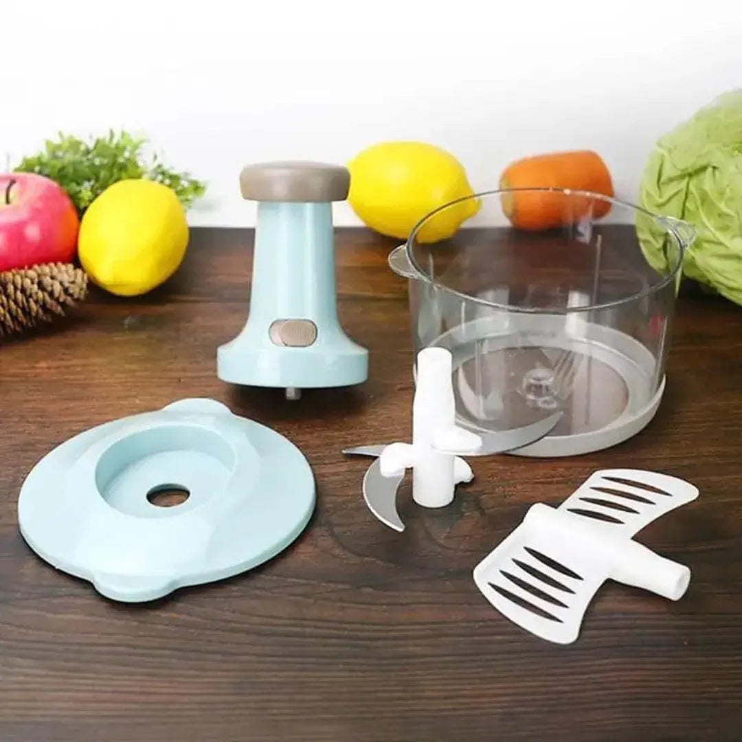 Hand Press 2-in-1 Manual Food Chopper & Mixer with Handle | Multifunctional Mini Food Processor, Vegetable Cutter, Meat Mincer, Egg Beater & Grinder – Express Kitchen Tool