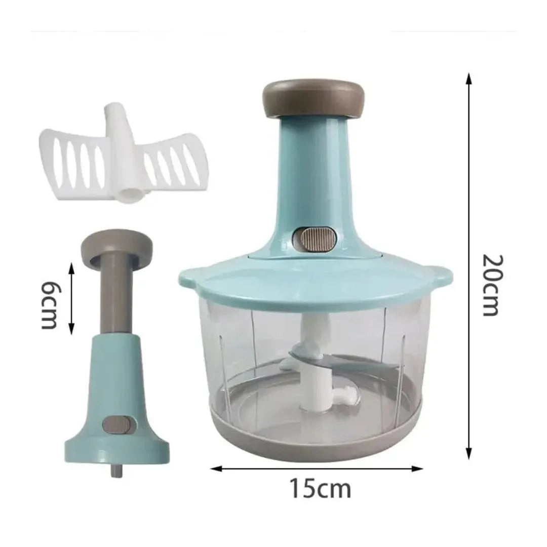 Hand Press 2-in-1 Manual Food Chopper & Mixer with Handle | Multifunctional Mini Food Processor, Vegetable Cutter, Meat Mincer, Egg Beater & Grinder – Express Kitchen Tool