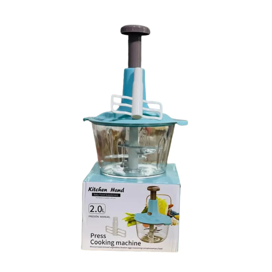 Hand Press 2-in-1 Manual Food Chopper & Mixer with Handle | Multifunctional Mini Food Processor, Vegetable Cutter, Meat Mincer, Egg Beater & Grinder – Express Kitchen Tool