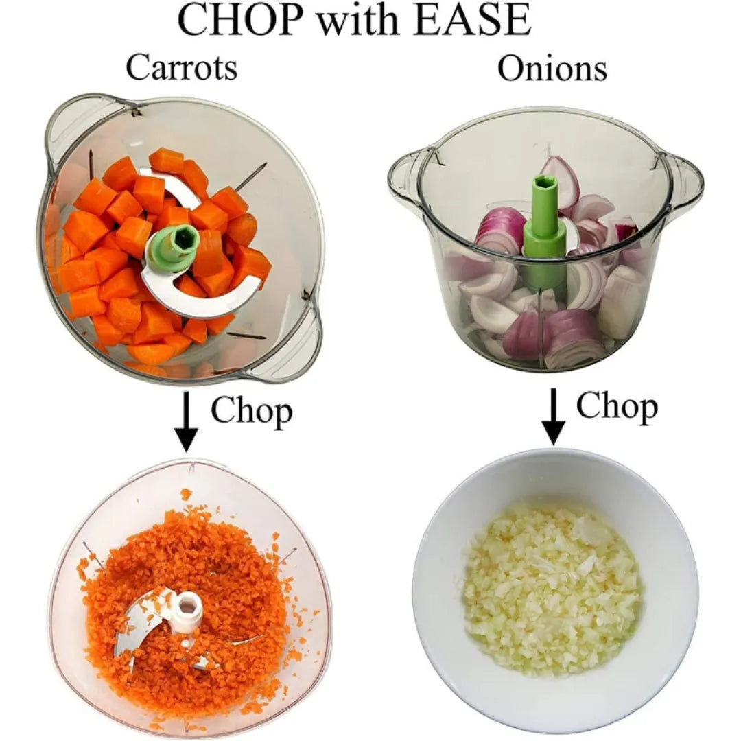 Hand Press 2-in-1 Manual Food Chopper & Mixer with Handle | Multifunctional Mini Food Processor, Vegetable Cutter, Meat Mincer, Egg Beater & Grinder – Express Kitchen Tool