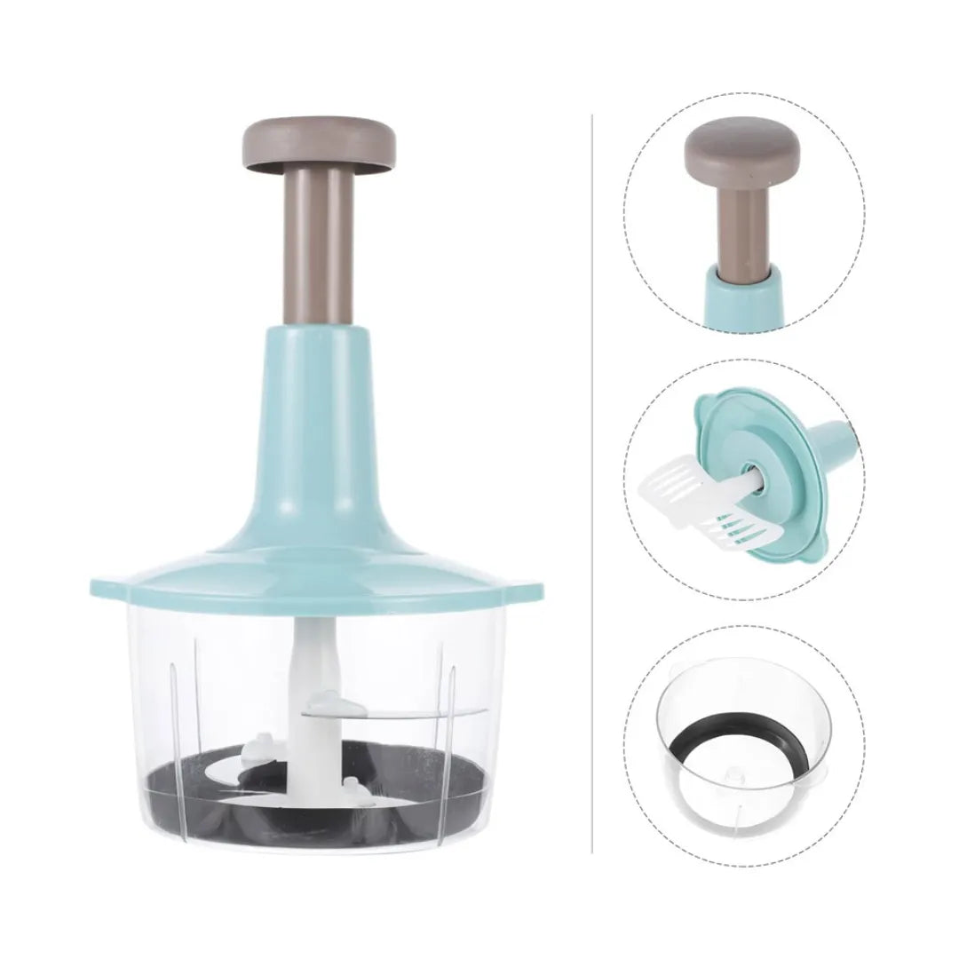 Hand Press 2-in-1 Manual Food Chopper & Mixer with Handle | Multifunctional Mini Food Processor, Vegetable Cutter, Meat Mincer, Egg Beater & Grinder – Express Kitchen Tool