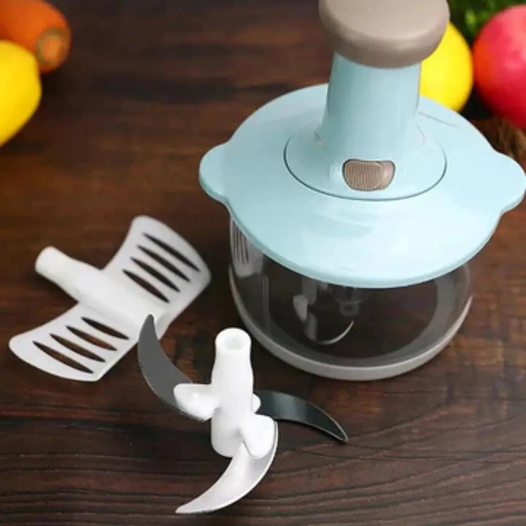 Hand Press 2-in-1 Manual Food Chopper & Mixer with Handle | Multifunctional Mini Food Processor, Vegetable Cutter, Meat Mincer, Egg Beater & Grinder – Express Kitchen Tool