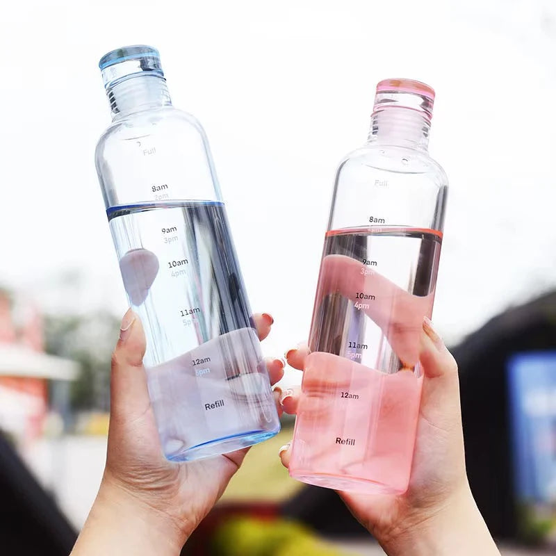 Premium Glass Water Bottle with Time Markings – Eco-Friendly BPA-Free Hydration Tracker for Travel & Daily Use
