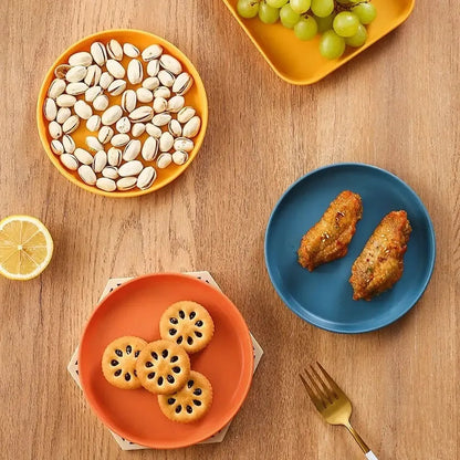 Multicolor Plastic Plate Set with Holder – Durable, Lightweight, Reusable Dining Plates – Plates for Kitchen, Serving & Parties