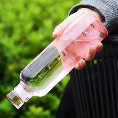Premium Glass Water Bottle with Time Markings – Eco-Friendly BPA-Free Hydration Tracker for Travel & Daily Use