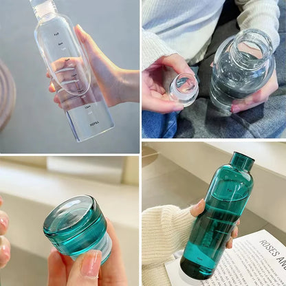 Premium Glass Water Bottle with Time Markings – Eco-Friendly BPA-Free Hydration Tracker for Travel & Daily Use