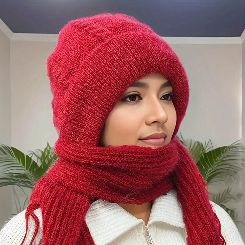 Women’s Woolen Beanie Scarf Cap