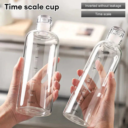 Premium Glass Water Bottle with Time Markings – Eco-Friendly BPA-Free Hydration Tracker for Travel & Daily Use