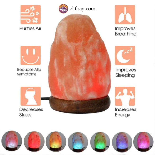 Himalayan Salt Lamp with Wooden Base – Natural Air Purifier & Relaxing Glow