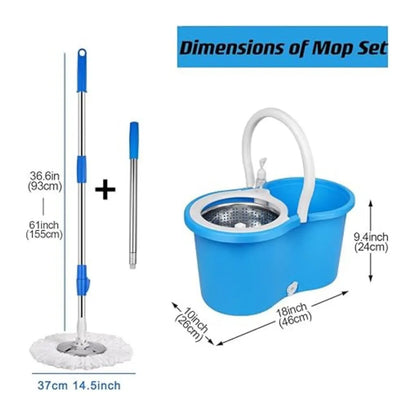 360° Spin Mop Bucket Set with Handle | Floor Cleaning Mop with Stainless Steel Rod, Microfiber Refill – Easy Home Cleaning Tool