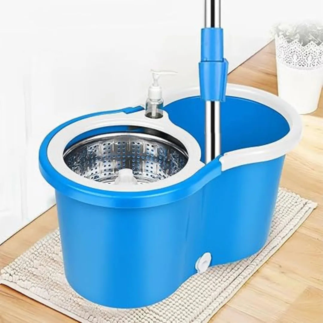360° Spin Mop Bucket Set with Handle | Floor Cleaning Mop with Stainless Steel Rod, Microfiber Refill – Easy Home Cleaning Tool