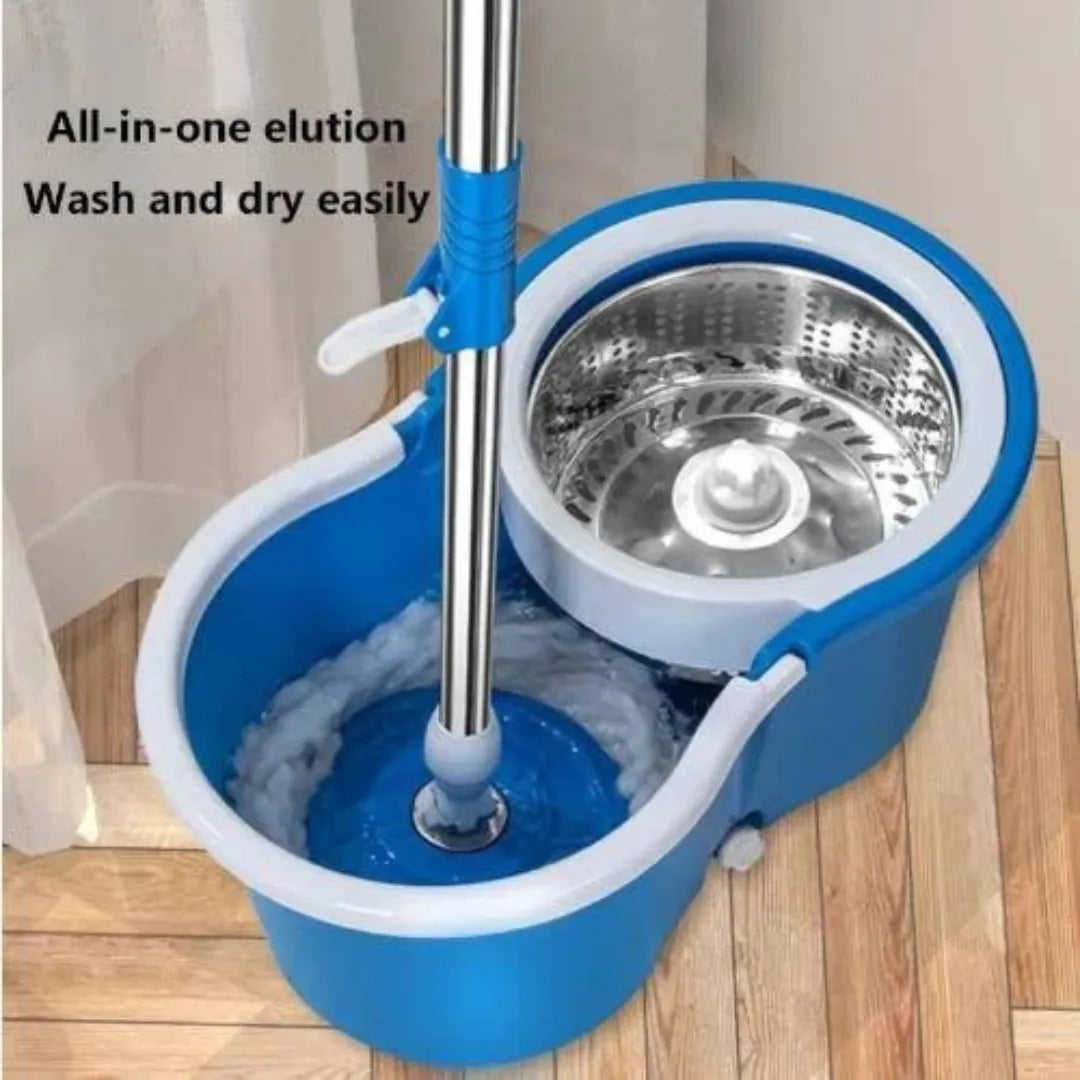 360° Spin Mop Bucket Set with Handle | Floor Cleaning Mop with Stainless Steel Rod, Microfiber Refill – Easy Home Cleaning Tool