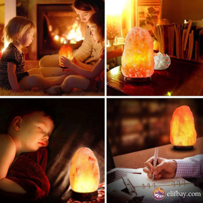 Himalayan Salt Lamp with Wooden Base – Natural Air Purifier & Relaxing Glow