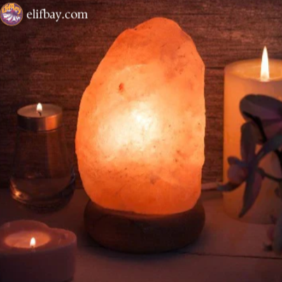 Himalayan Salt Lamp with Wooden Base – Natural Air Purifier & Relaxing Glow