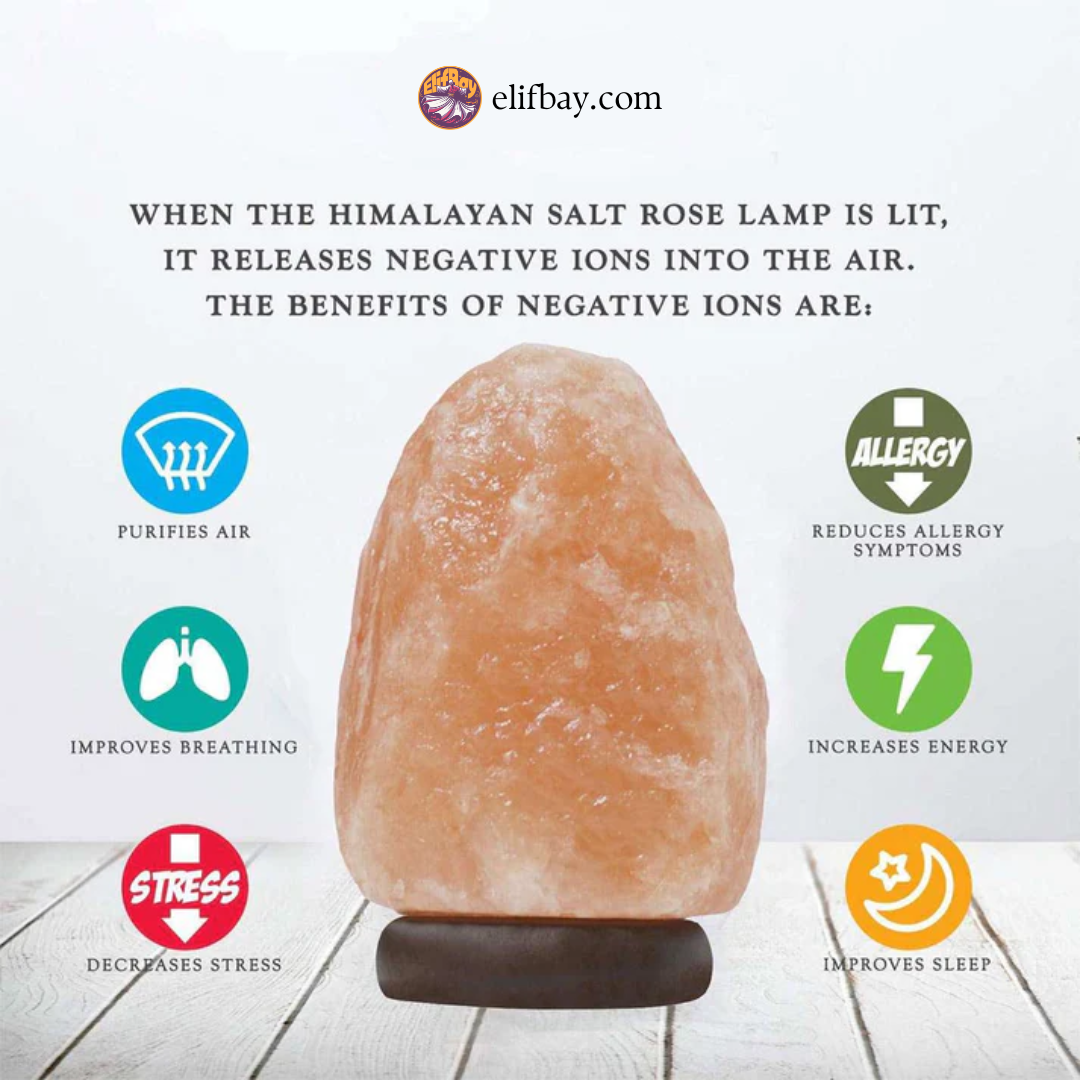 Himalayan Salt Lamp with Wooden Base – Natural Air Purifier & Relaxing Glow