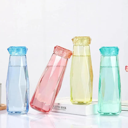 Diamond-Top Crystal Water Bottle – Leakproof, Reusable & Lightweight – Perfect for School, Sports & Outdoor Use
