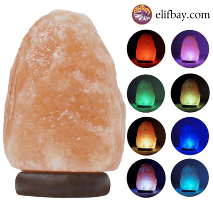 Himalayan Salt Lamp with Wooden Base – Natural Air Purifier & Relaxing Glow