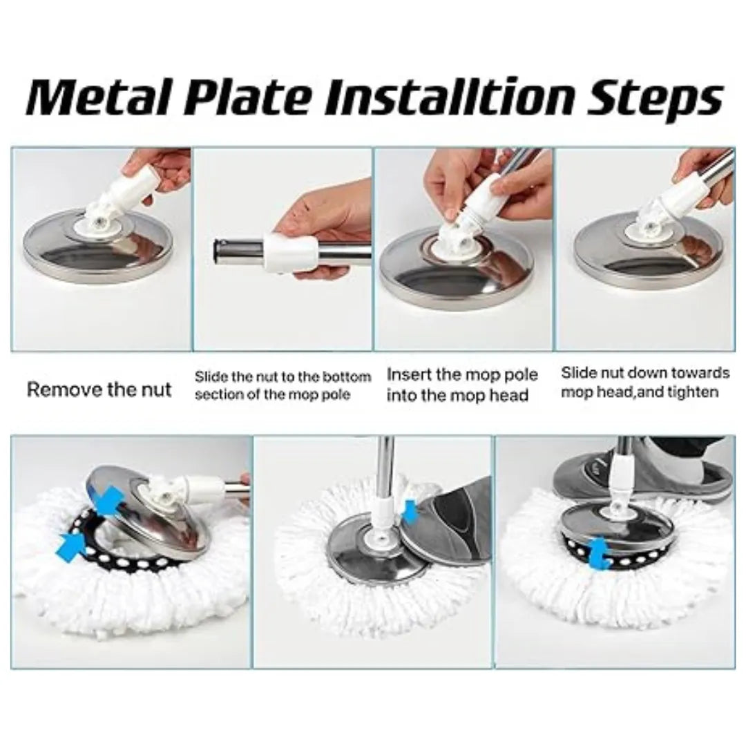 360° Spin Mop Bucket Set with Handle | Floor Cleaning Mop with Stainless Steel Rod, Microfiber Refill – Easy Home Cleaning Tool