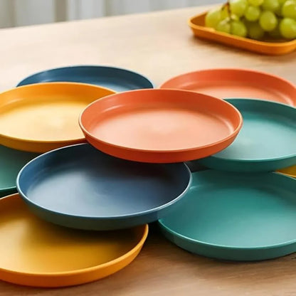 Multicolor Plastic Plate Set with Holder – Durable, Lightweight, Reusable Dining Plates – Plates for Kitchen, Serving & Parties