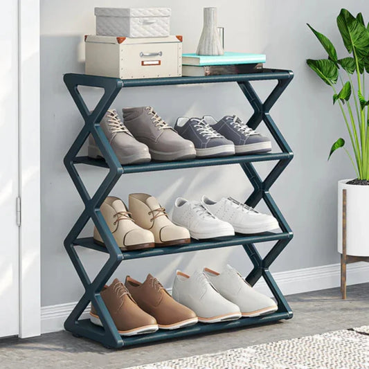 Modern ZigZag 4‑Tier Shoe Rack – Space‑Saving Shoe Organizer for Entryway, Closet & Bedroom