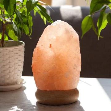 Himalayan Salt Lamp with Wooden Base – Natural Air Purifier & Relaxing Glow