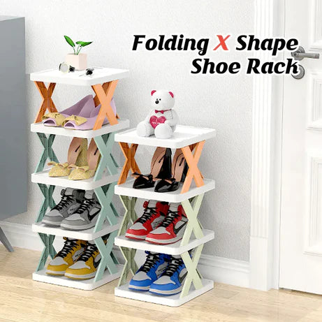 Multifunctional X-Shaped Foldable Shoe Rack