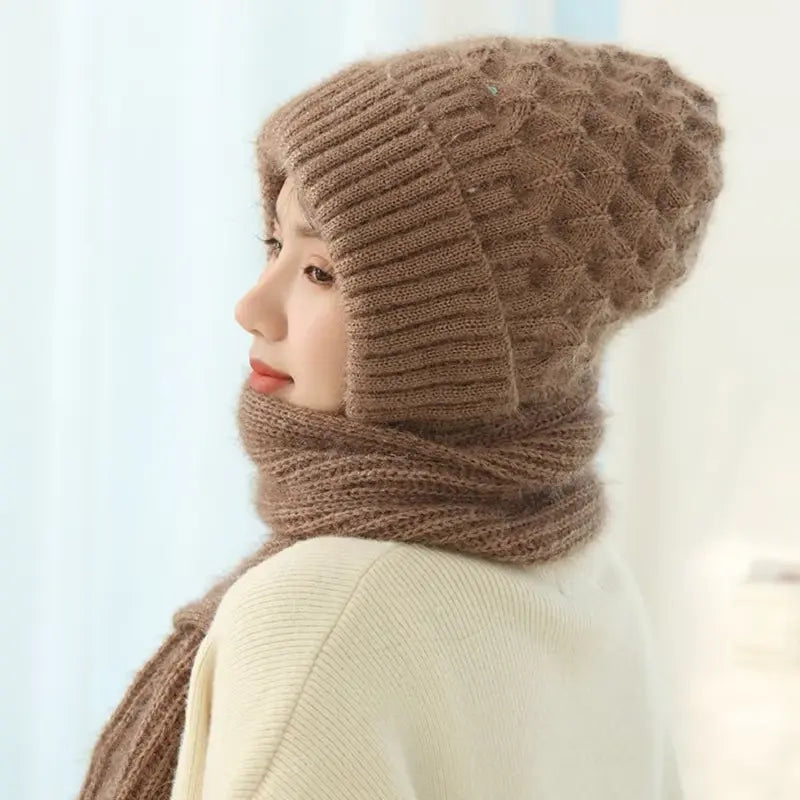 Women’s Woolen Beanie Scarf Cap