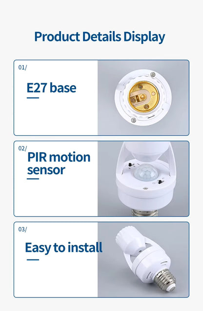 Infrared Motion Sensor Lamp Base Bulb Holder