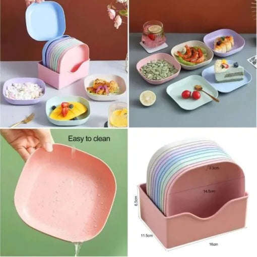 10pcs Plates Set With Holder