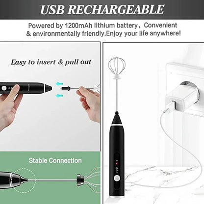 Handheld USB Rechargeable Foam Maker Electric Frother