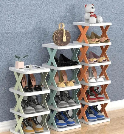 Multifunctional X-Shaped Foldable Shoe Rack