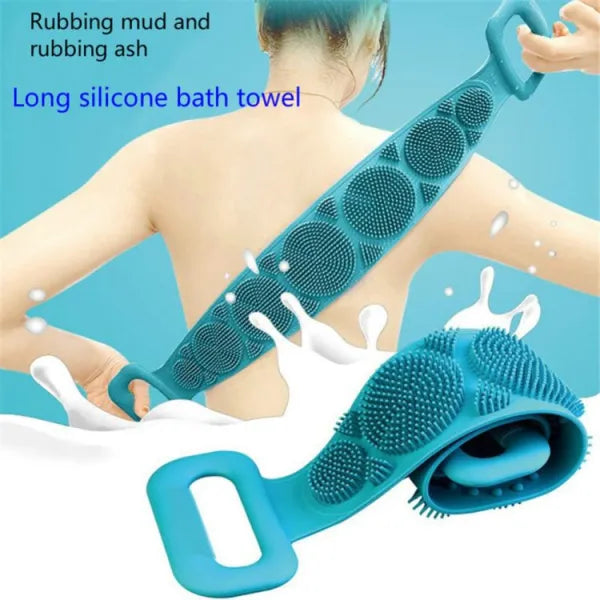 Silicone Body Scrubber Bath Towel – Double-Sided Exfoliating Belt